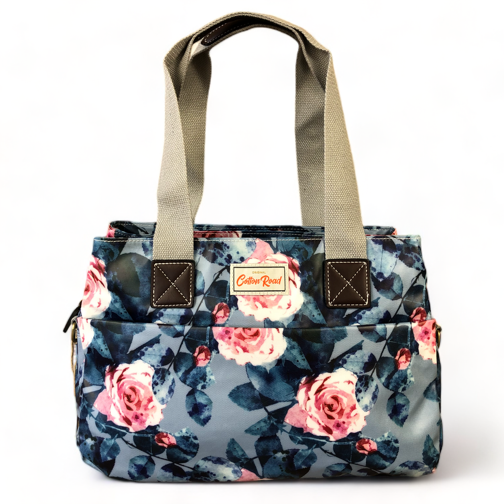 Cotton Road BLUE PVC Handbag with FLOWERS