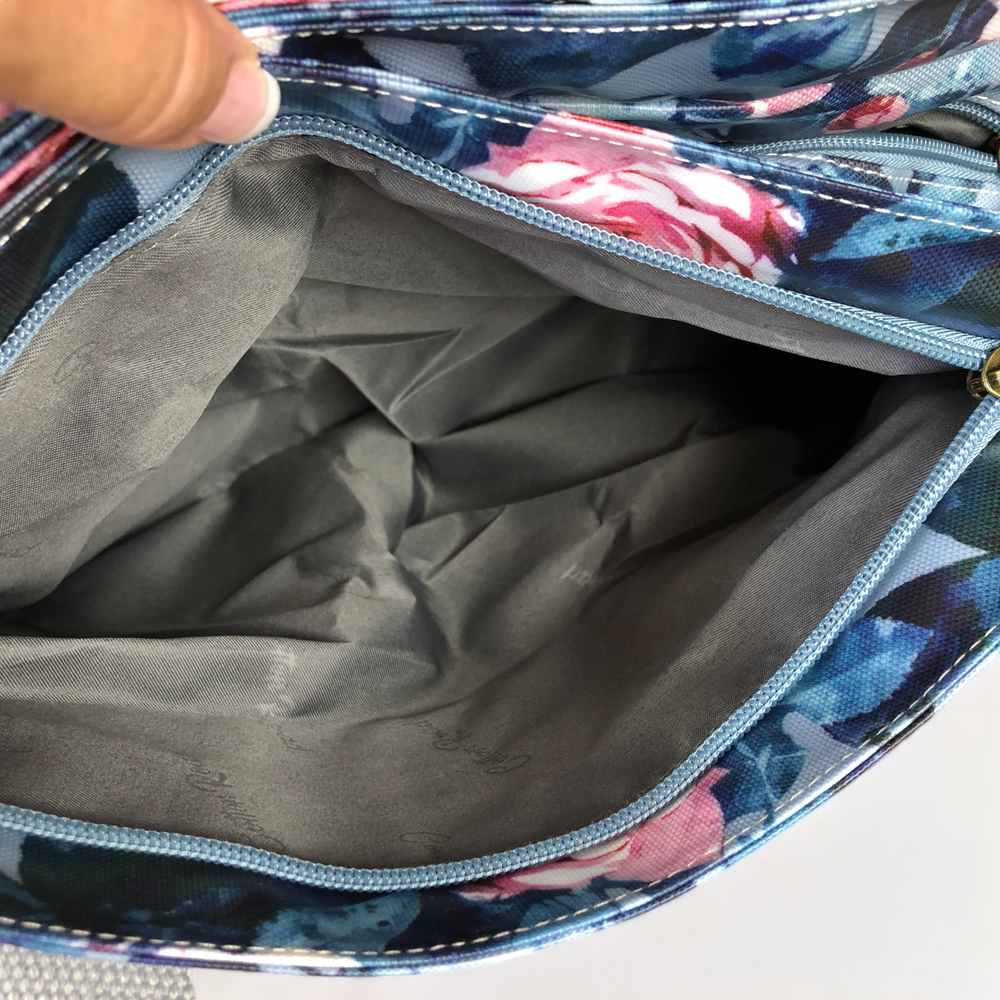 Cotton Road BLUE PVC Handbag with FLOWERS