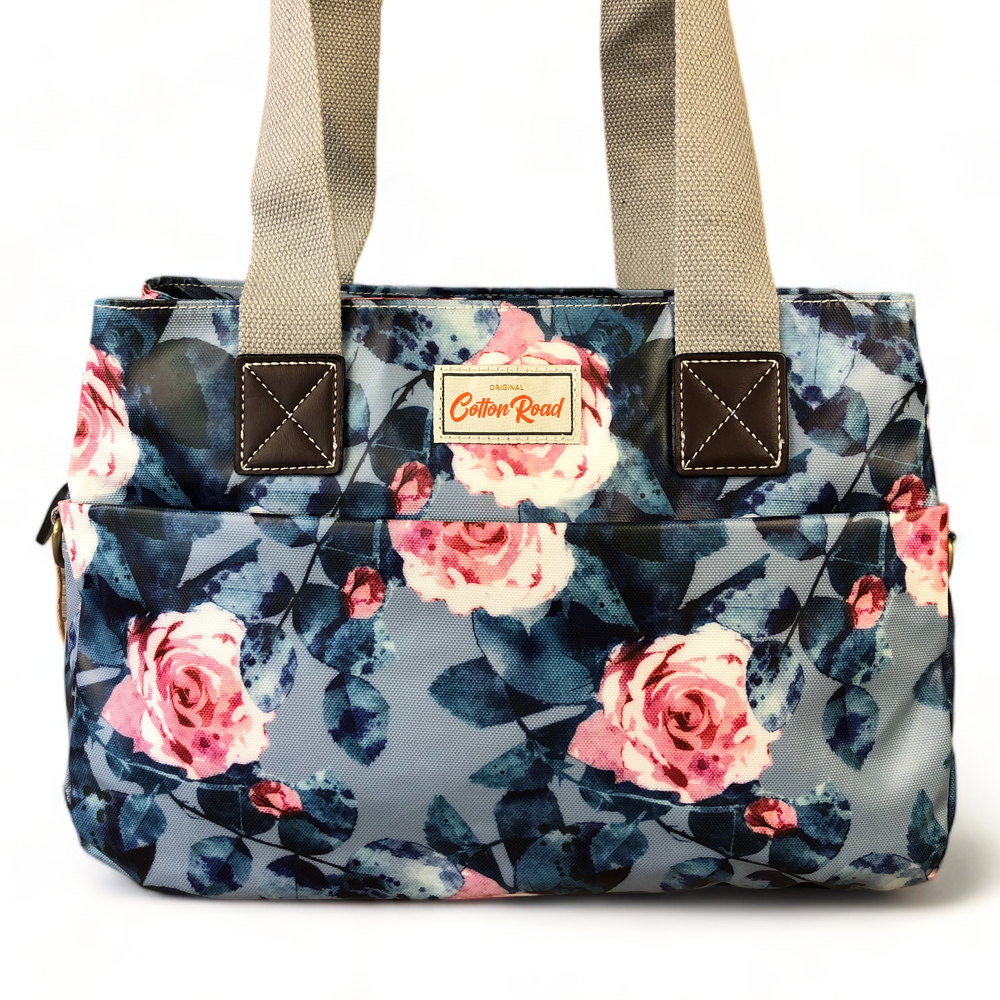 Cotton Road BLUE PVC Handbag with FLOWERS