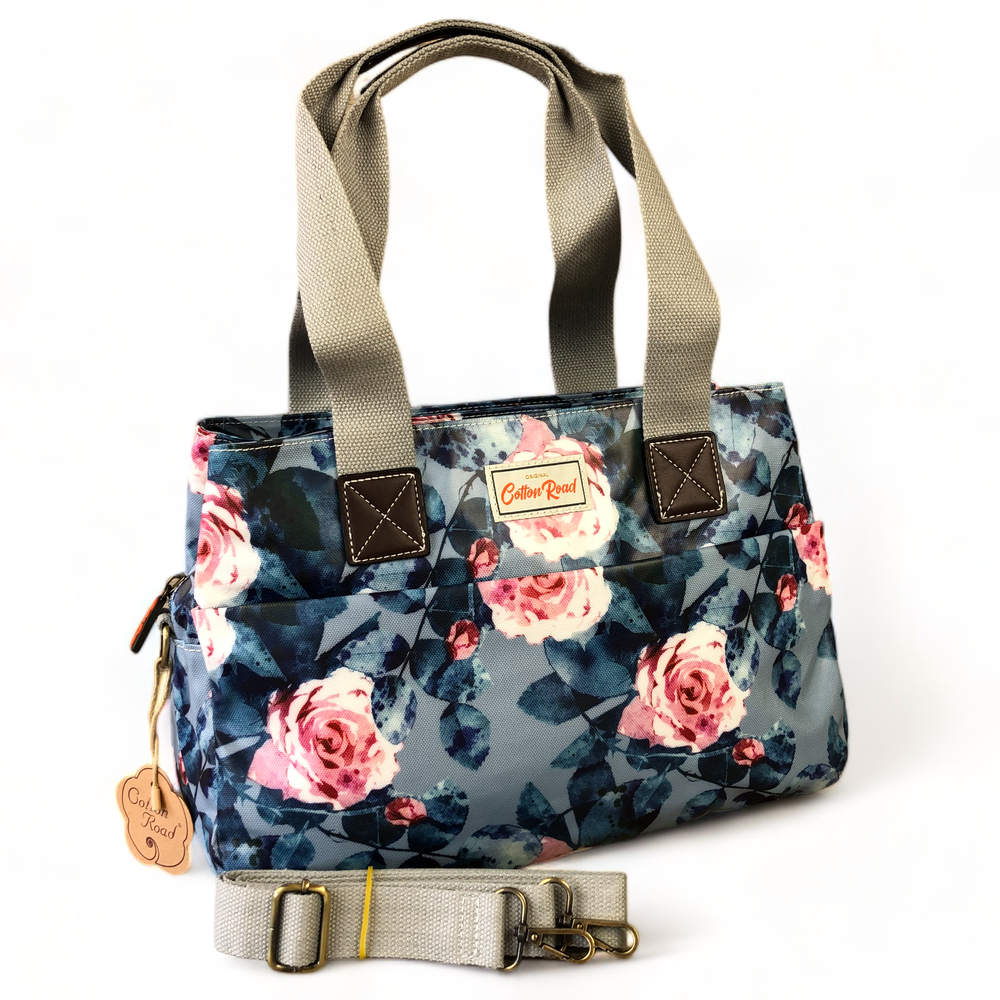 Cotton Road BLUE PVC Handbag with FLOWERS