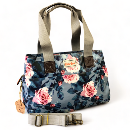 Cotton Road BLUE PVC Handbag with FLOWERS