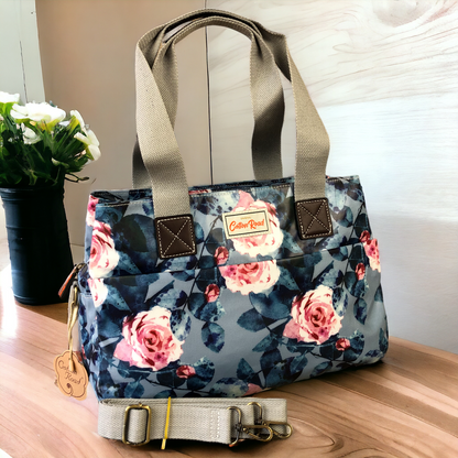 Cotton Road BLUE PVC Handbag with FLOWERS