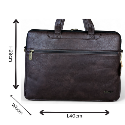 Cotton Road BROWN PU Leather 15'6 Padded Laptop Bag / Carry Sleeve