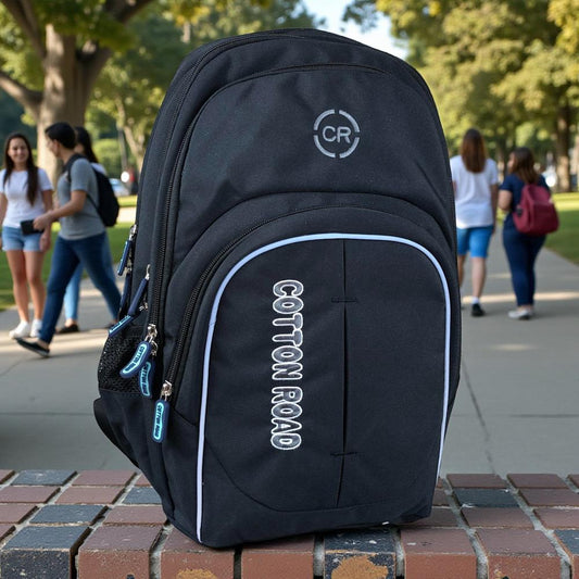Cotton Road Backpack: BLACK BRANDED Canvas Backpack