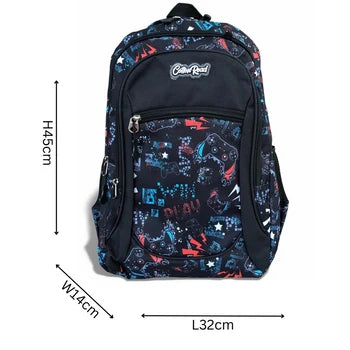 Cotton Road 2-Piece Backpack Set: BLACK CANVAS Backpack with Matching Pencil Case - GAMING Design