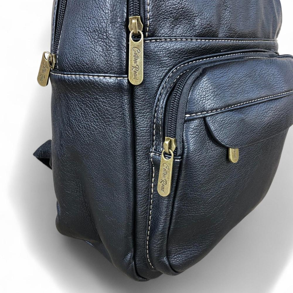 Cotton Road Backpack: BLACK PU Leather Backpack