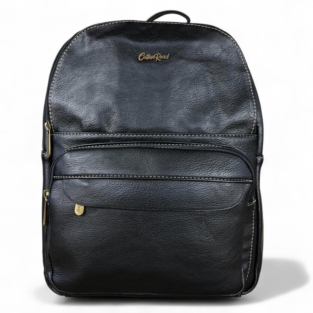 Cotton Road Backpack: BLACK PU Leather Backpack