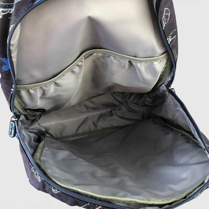 Cotton Road Backpack: BLUE Canvas Backpack with SKATEBOARD Design