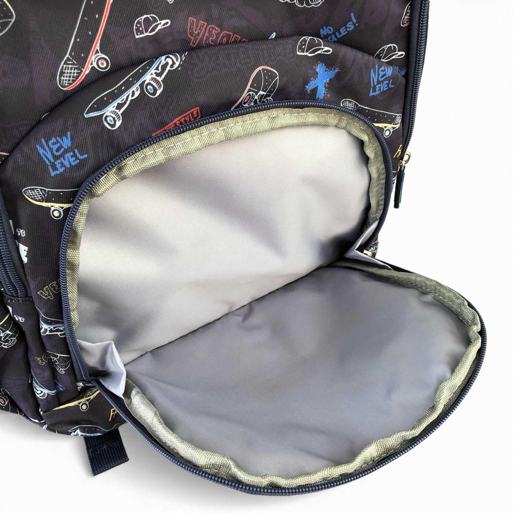 Cotton Road Backpack: BLUE Canvas Backpack with SKATEBOARD Design