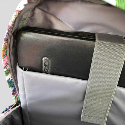 Cotton Road Backpack: BLUE FLORAL Canvas Backpack with PROTEAS