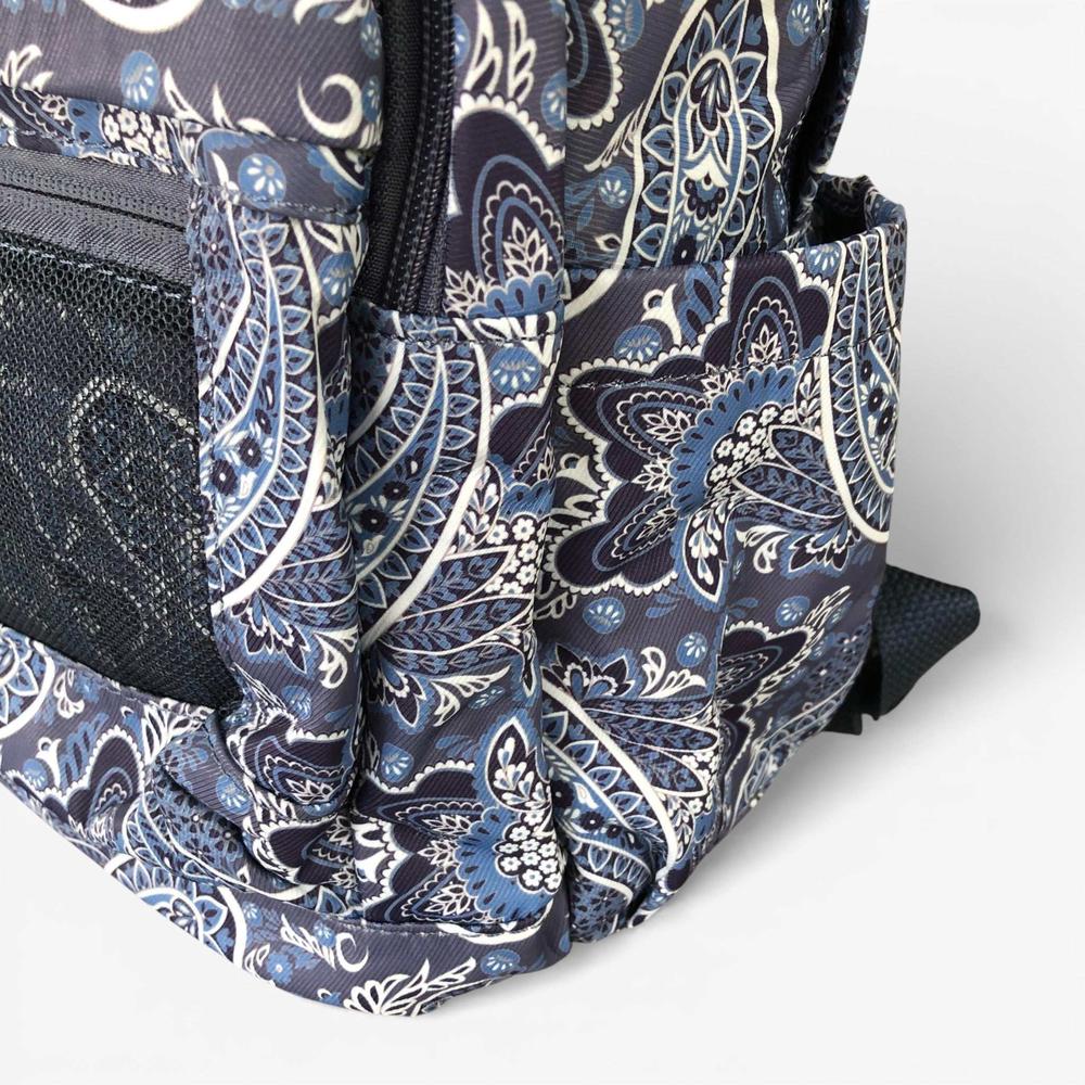 Cotton Road Backpack: BLUE PAISLEY Padded Canvas Backpack for 15'6" Laptop side pocket