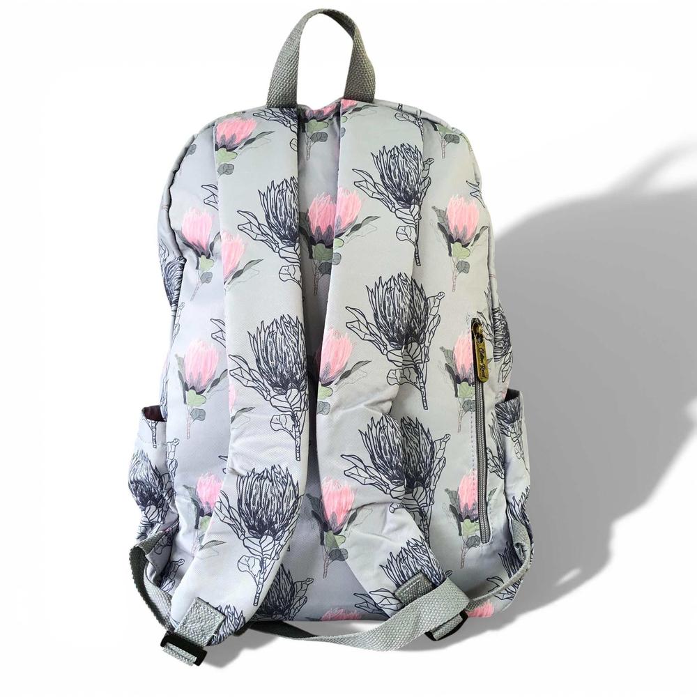 Cotton Road Backpack: BLUE PROTEA Padded Canvas Backpack for 15'6" Laptop back view