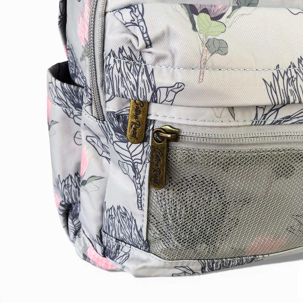 Cotton Road Backpack: BLUE PROTEA Padded Canvas Backpack for 15'6" Laptop corner view