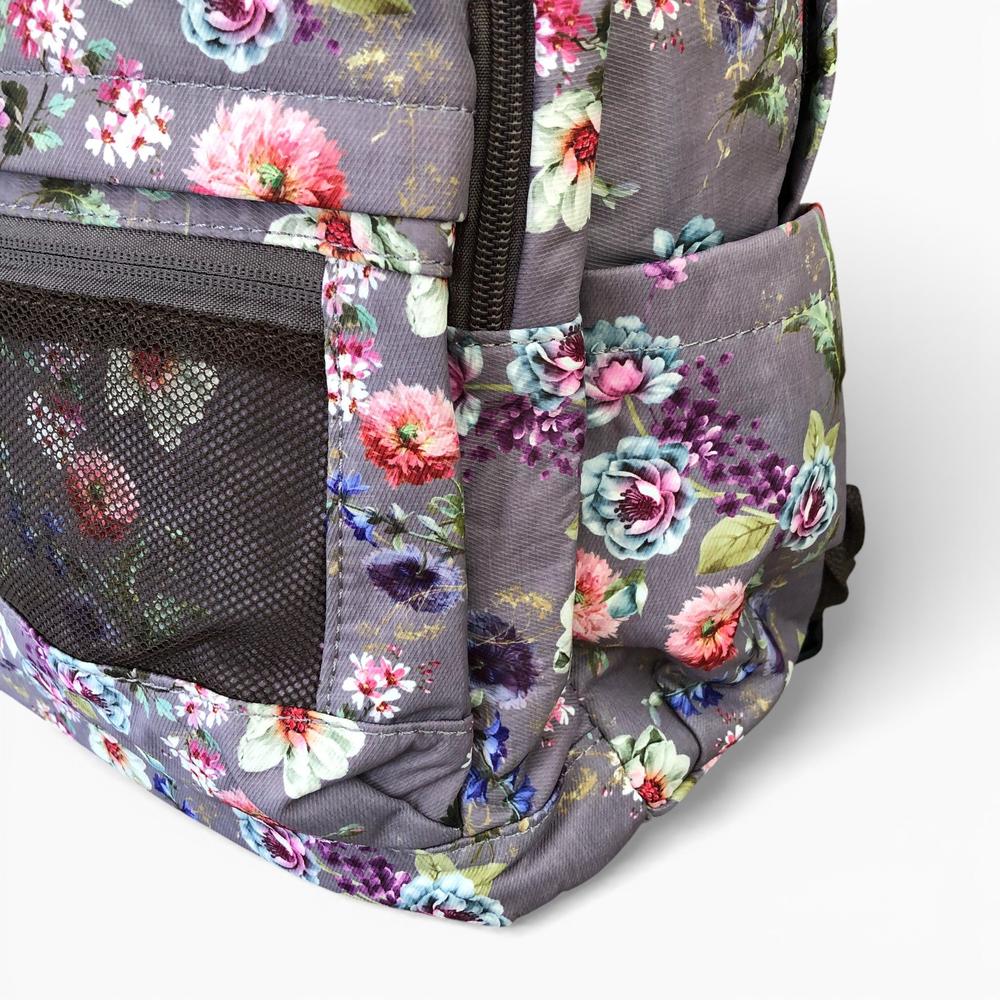Cotton Road Backpack: BROWN FLORAL Padded Canvas Backpack for 15'6" Laptop