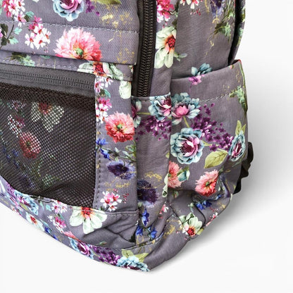 Cotton Road Backpack: BROWN FLORAL Padded Canvas Backpack for 15'6" Laptop