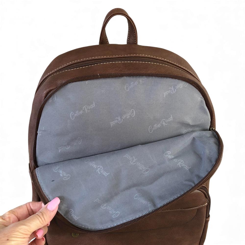 Cotton Road Backpack: BROWN PU Leather Backpack