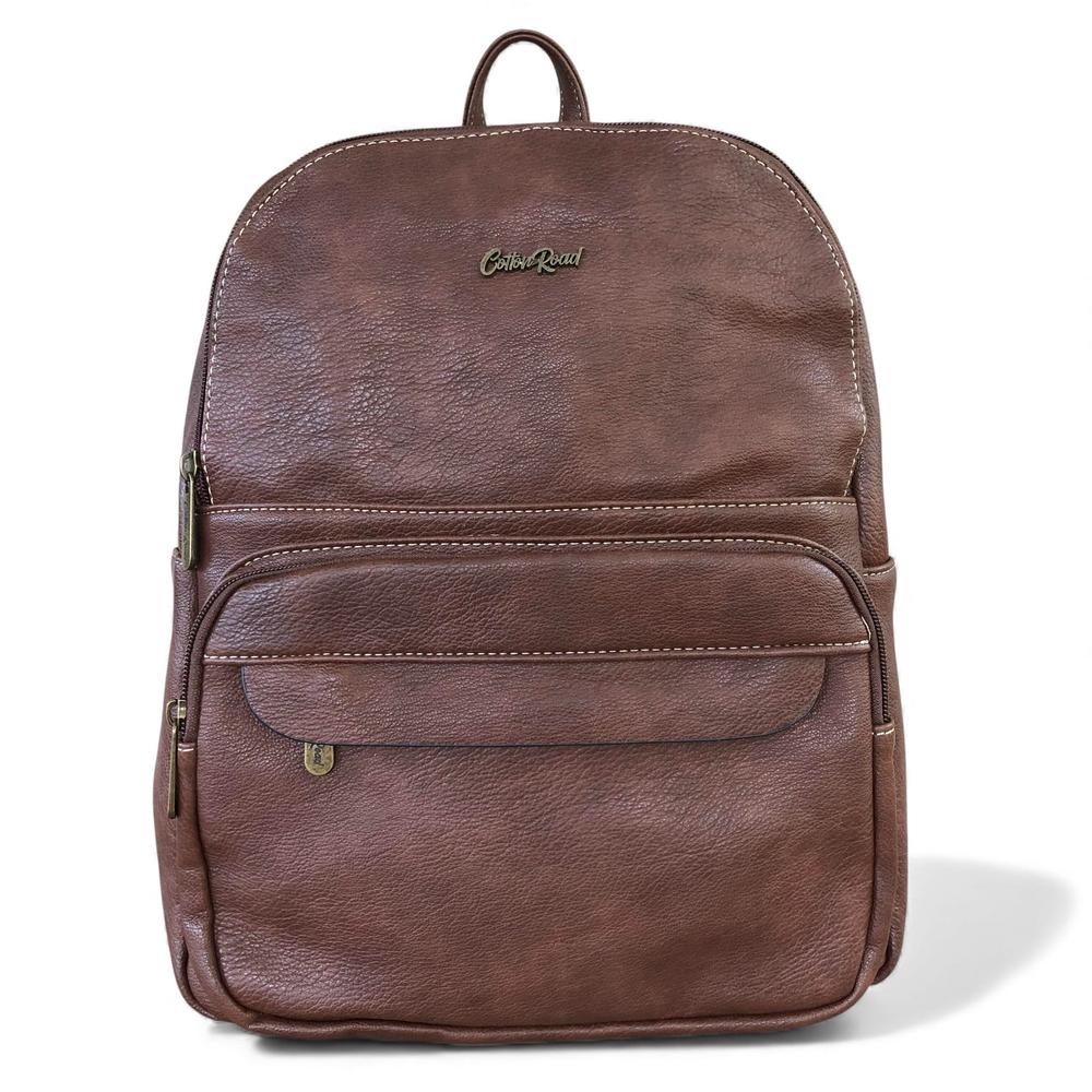 Cotton Road Backpack: BROWN PU Leather Backpack