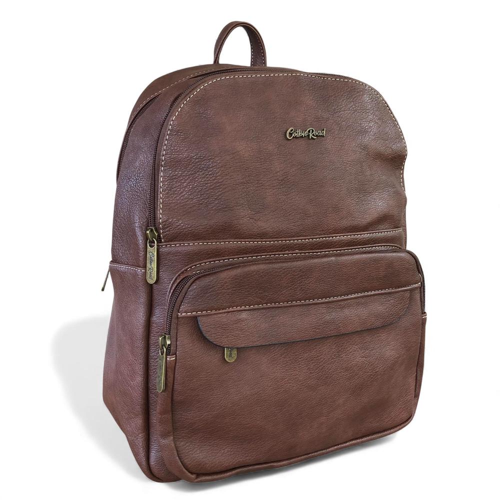 Cotton Road Backpack: BROWN PU Leather Backpack