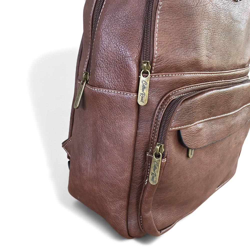 Cotton Road Backpack: BROWN PU Leather Backpack