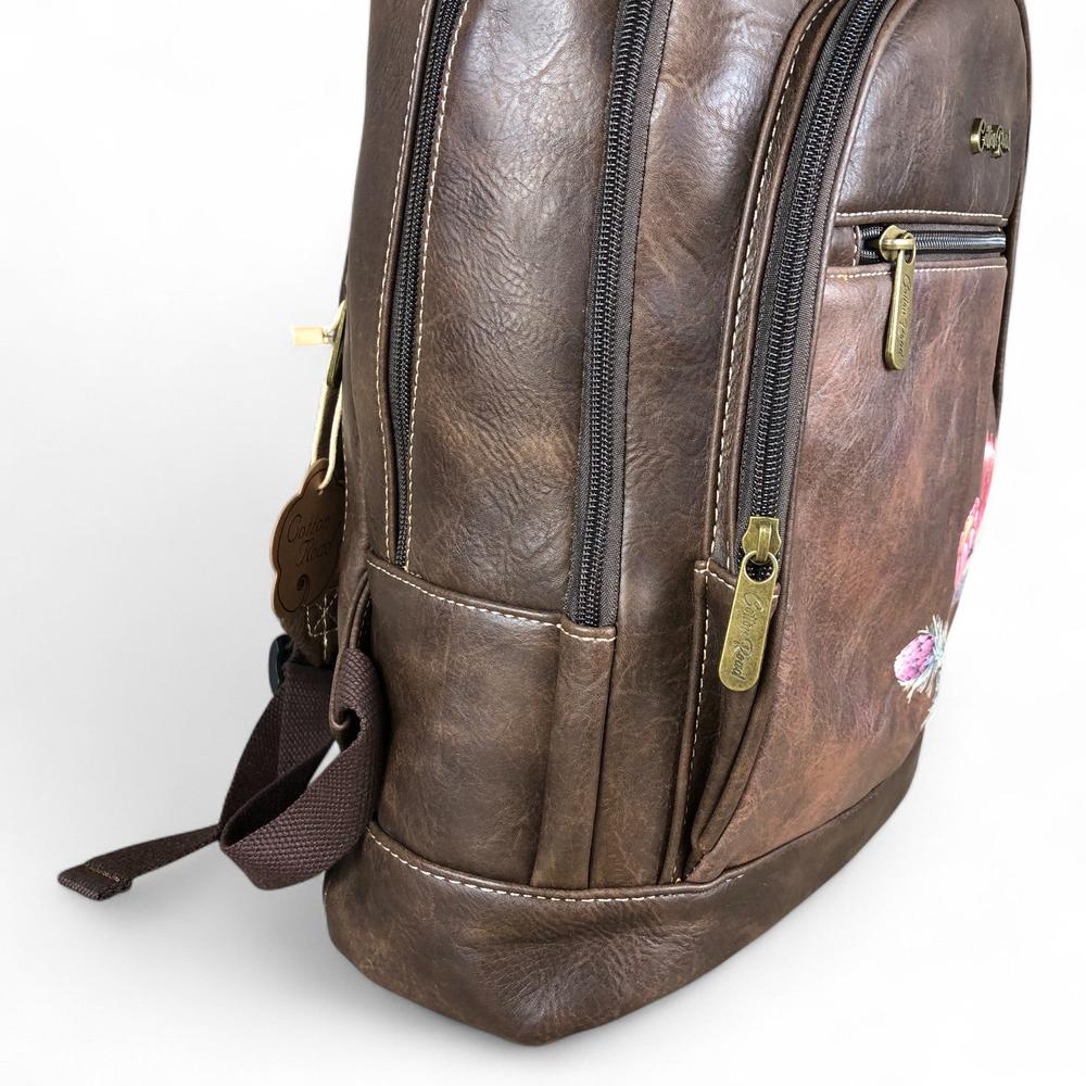 Cotton Road Backpack: COFFEE BROWN Cotton Road Backpack with PROTEA detailing