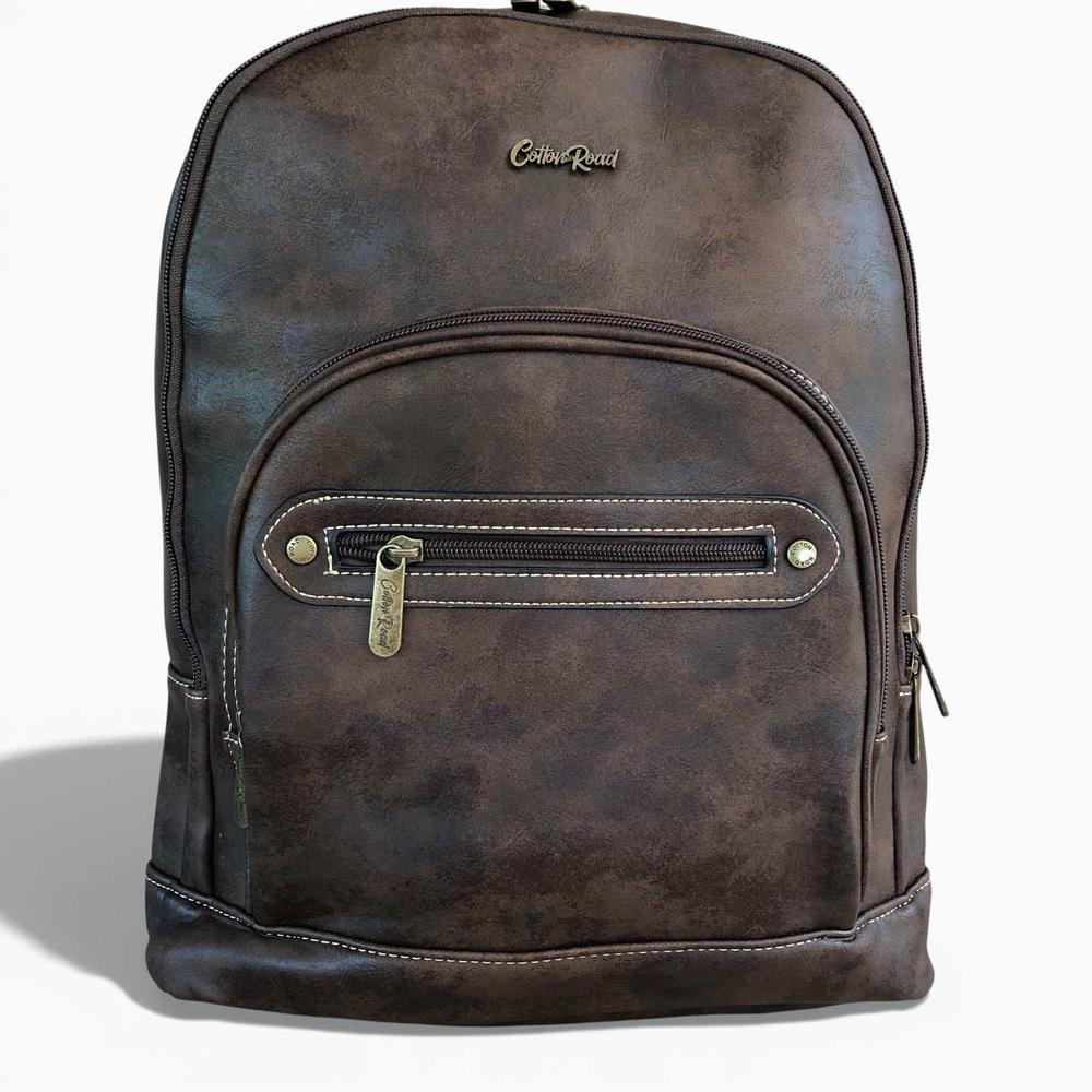 Cotton Road Backpack: DARK BROWN PU Leather Backpack
