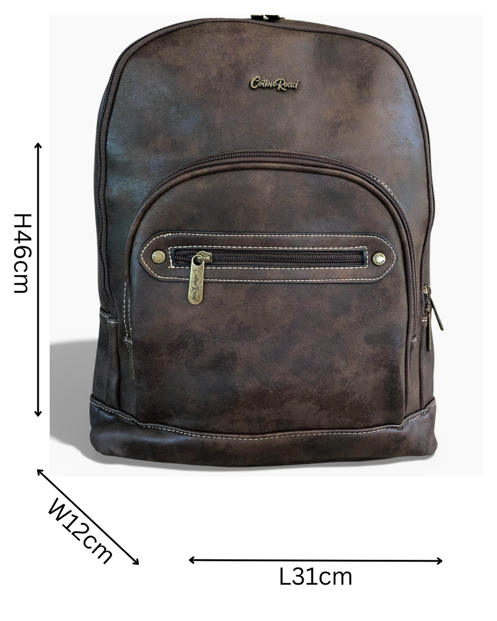 Cotton Road Backpack: DARK BROWN PU Leather Backpack