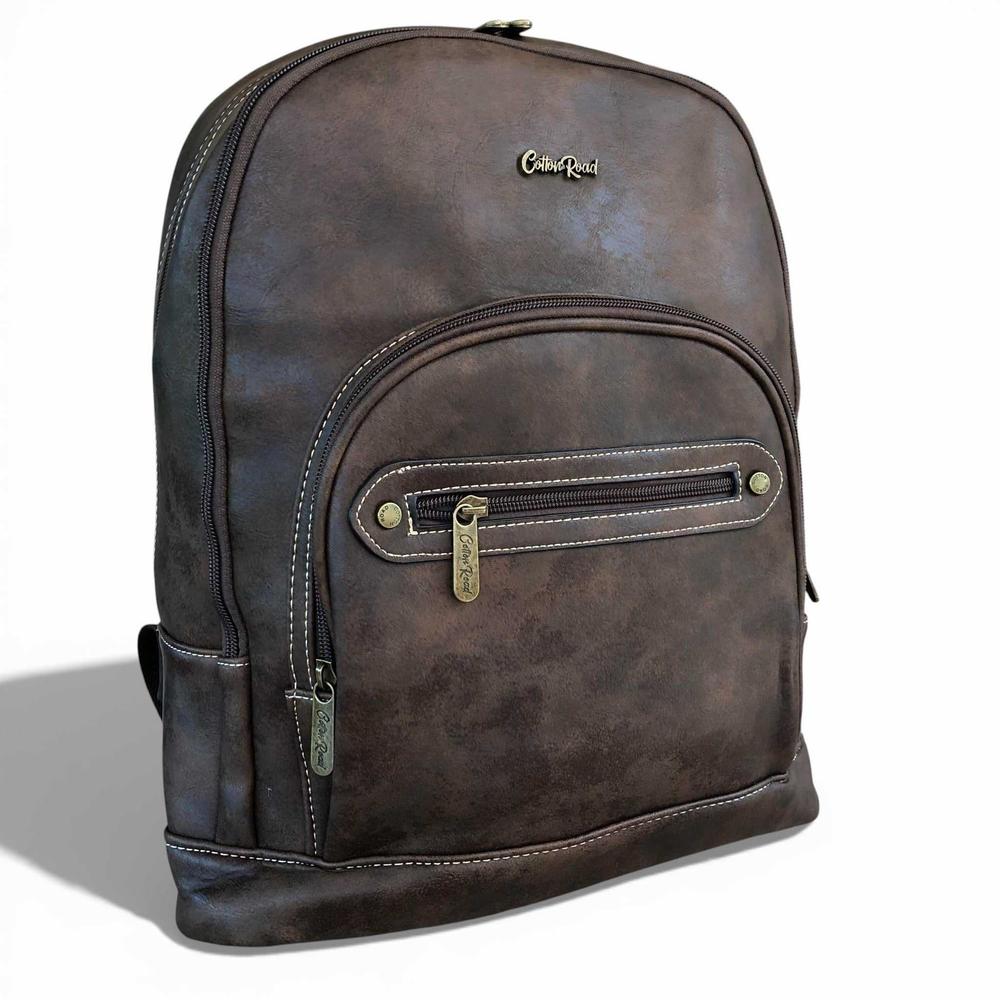 Cotton Road Backpack: DARK BROWN PU Leather Backpack