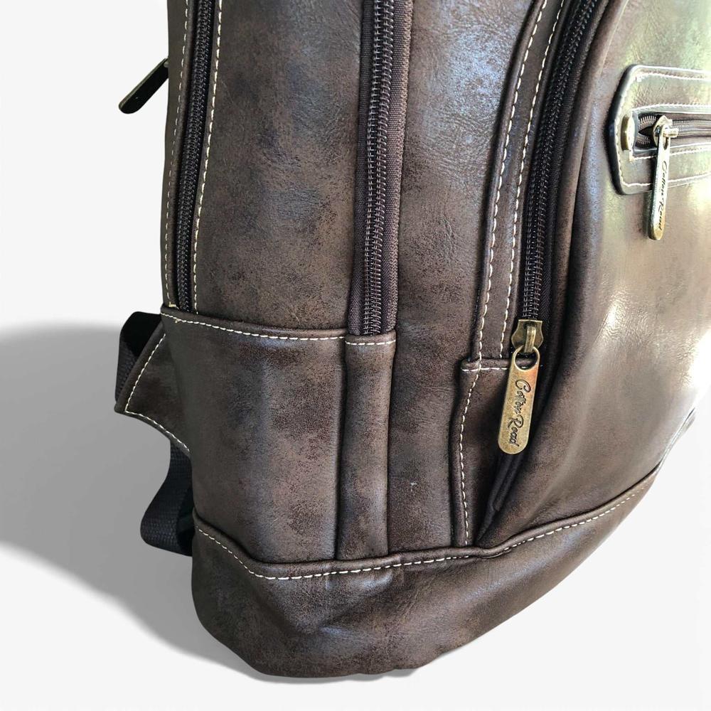 Cotton Road Backpack: DARK BROWN PU Leather Backpack