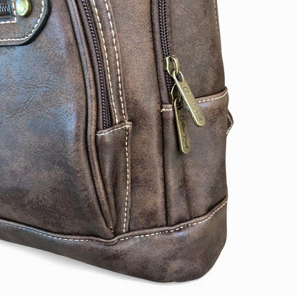 Cotton Road Backpack: DARK BROWN PU Leather Backpack
