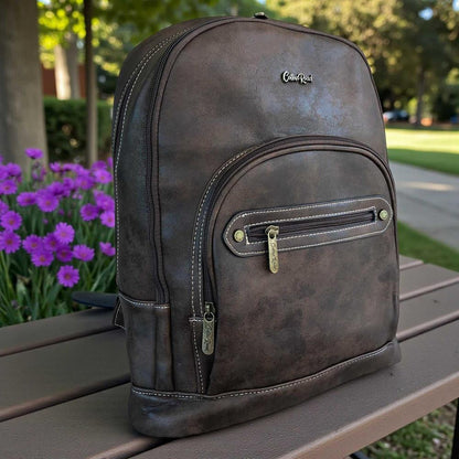 Cotton Road Backpack: DARK BROWN PU Leather Backpack
