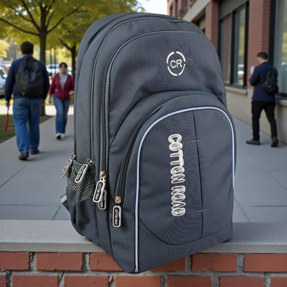 Cotton Road Backpack: GREY BRANDED Canvas Backpack
