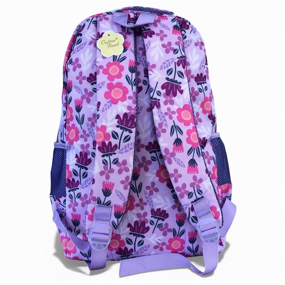 Cotton Road Backpack: LILAC FLORAL Canvas Backpack and matching PENCIL CASE