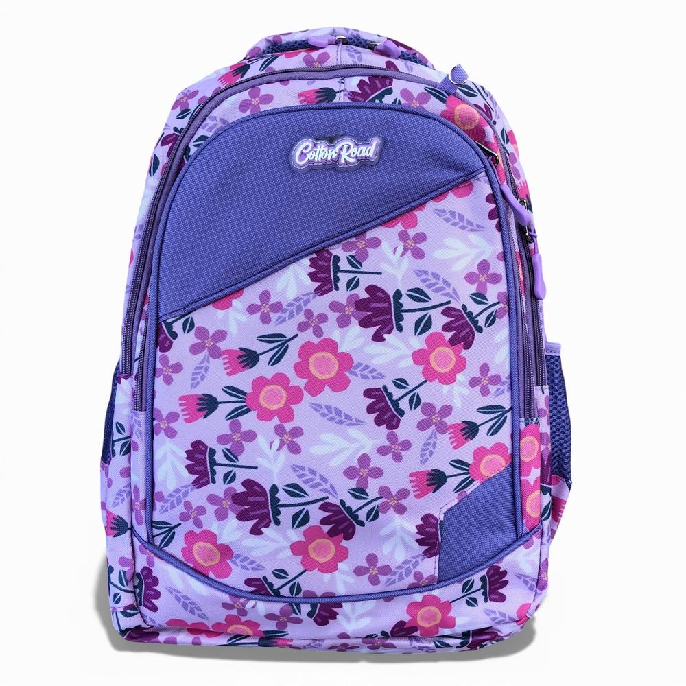 Cotton Road Backpack: LILAC FLORAL Canvas Backpack and matching PENCIL CASE