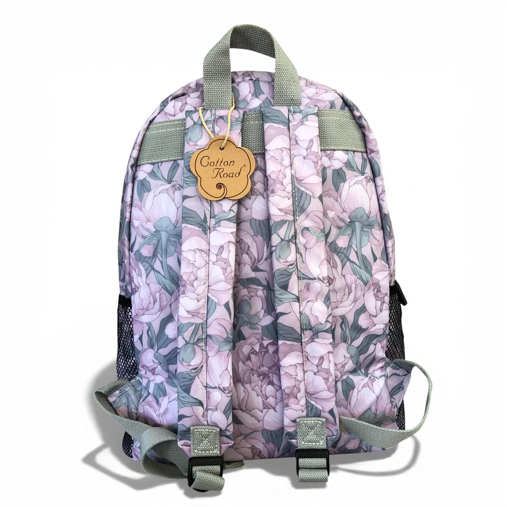 Cotton Road Backpack: LILAC PVC Backpack with FLOWERS