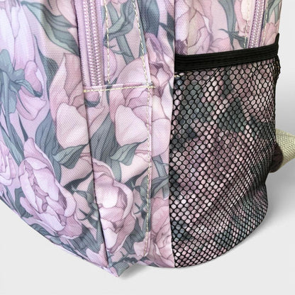 Cotton Road Backpack: LILAC PVC Backpack with FLOWERS