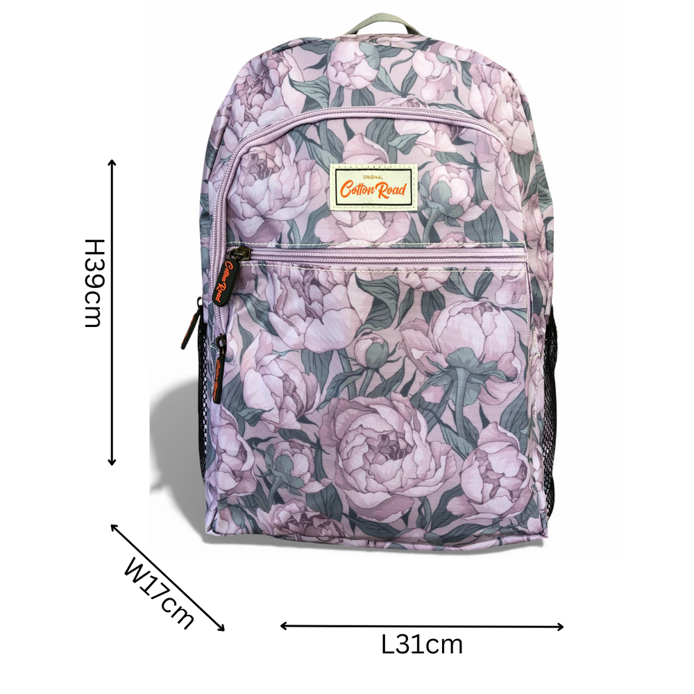 Cotton Road Backpack: LILAC PVC Backpack with FLOWERS