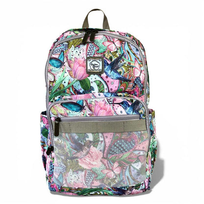 Cotton Road Backpack: PINK FLORAL Canvas Backpack with BUTTERFLIES
