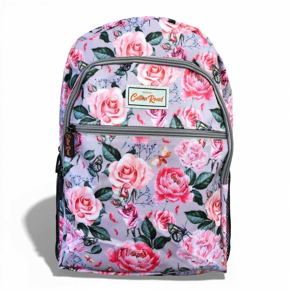 Cotton Road Backpack: PINK FLORAL PVC Backpack