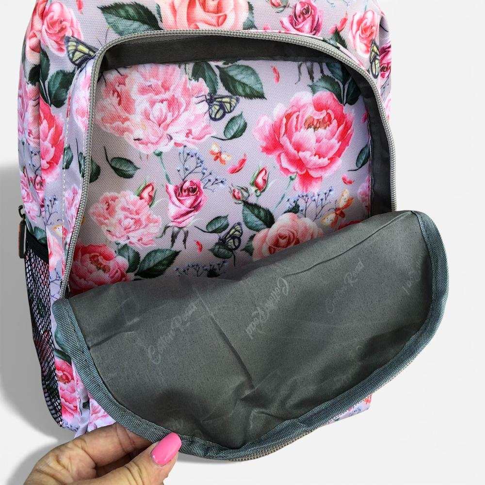 Cotton Road Backpack: PINK FLORAL PVC Backpack