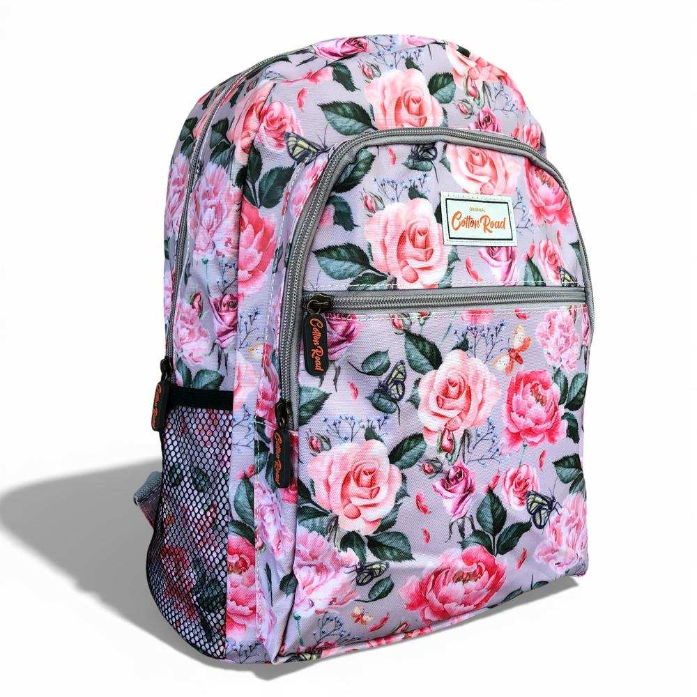 Cotton Road Backpack: PINK FLORAL PVC Backpack
