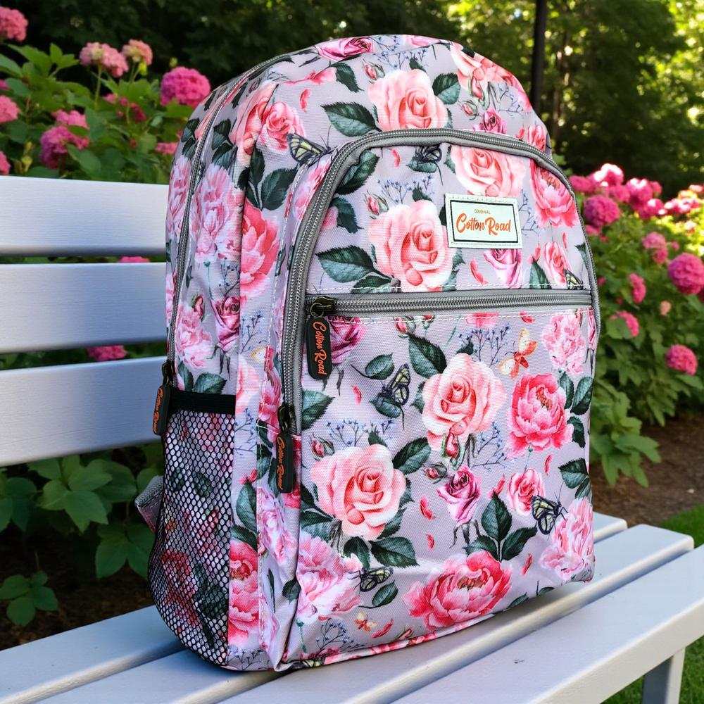 Cotton Road Backpack: PINK FLORAL PVC Backpack