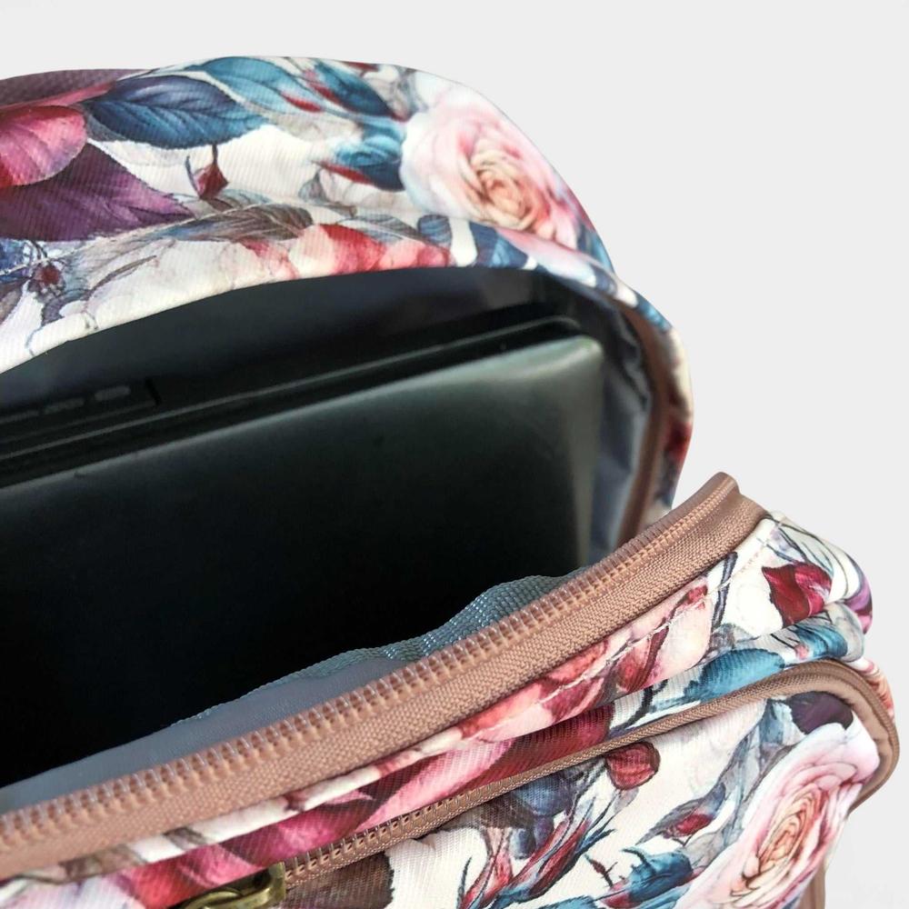 Cotton Road Backpack: PINK FLORAL Padded Canvas Backpack for 15'6" Laptop