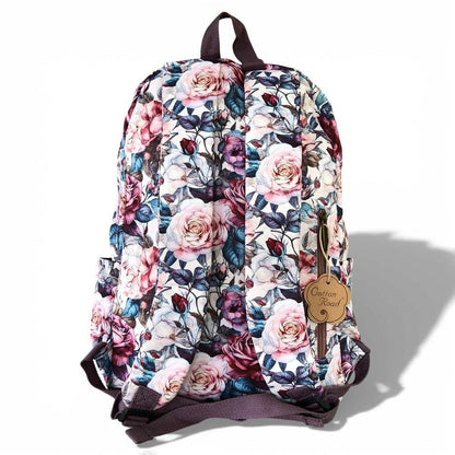Cotton Road Backpack: PINK FLORAL Padded Canvas Backpack for 15'6" Laptop back
