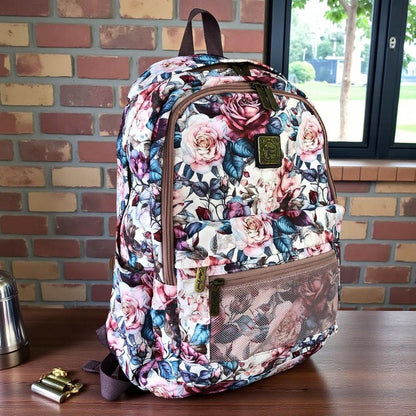 Cotton Road Backpack: PINK FLORAL Padded Canvas Backpack for 15'6" Laptop n desk