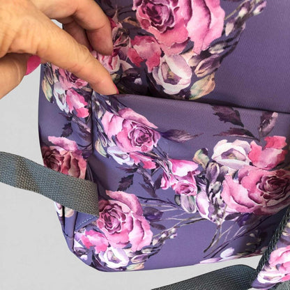 Cotton Road Backpack: PURPLE FLORAL Canvas Backpack