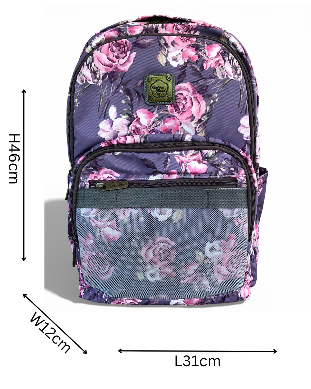 Cotton Road Backpack: PURPLE FLORAL Canvas Backpack
