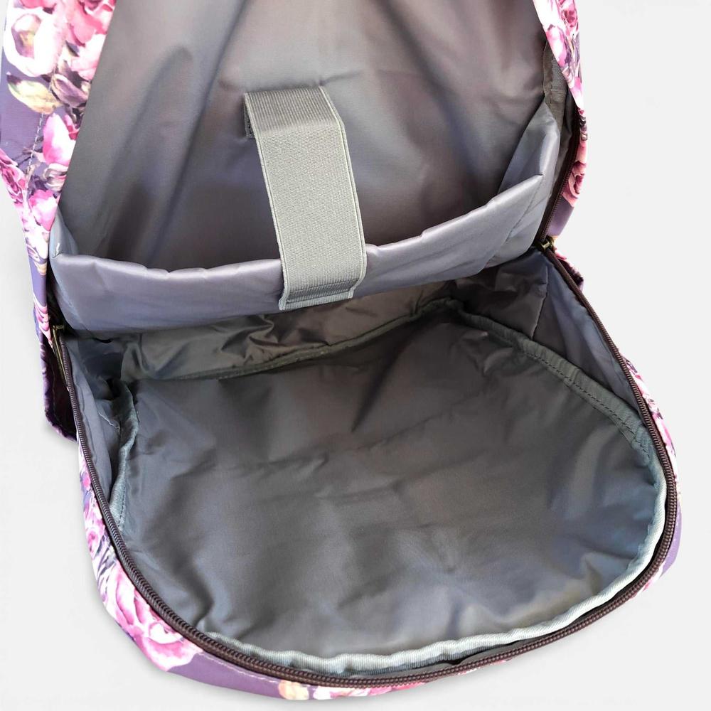 Cotton Road Backpack: PURPLE FLORAL Canvas Backpack