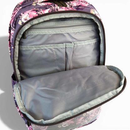 Cotton Road Backpack: PURPLE FLORAL Canvas Backpack