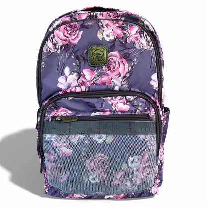 Cotton Road Backpack: PURPLE FLORAL Canvas Backpack