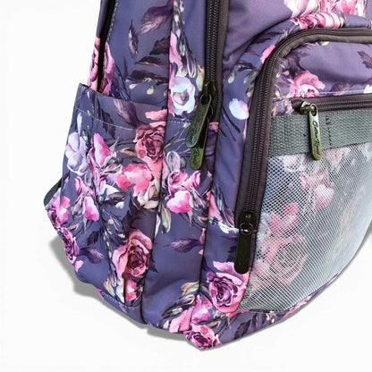 Cotton Road Backpack: PURPLE FLORAL Canvas Backpack